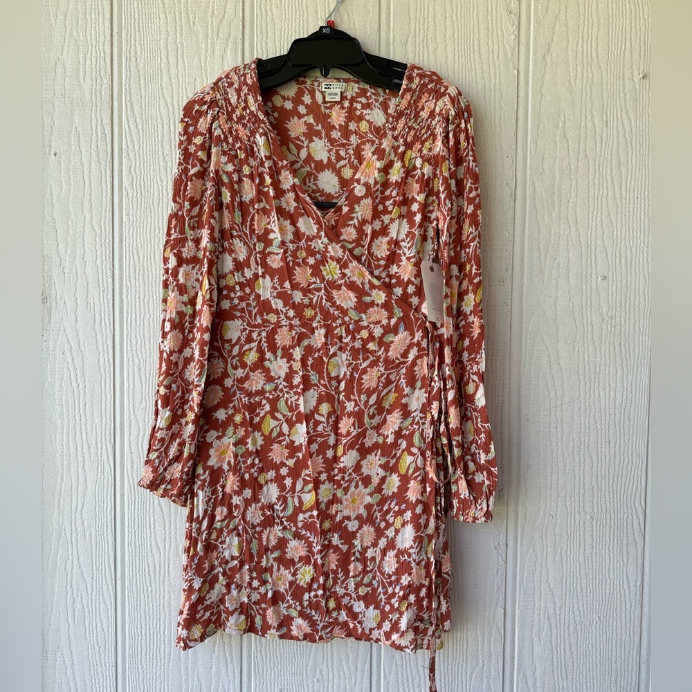 Billabong Floral Print Wrap Mini Dress